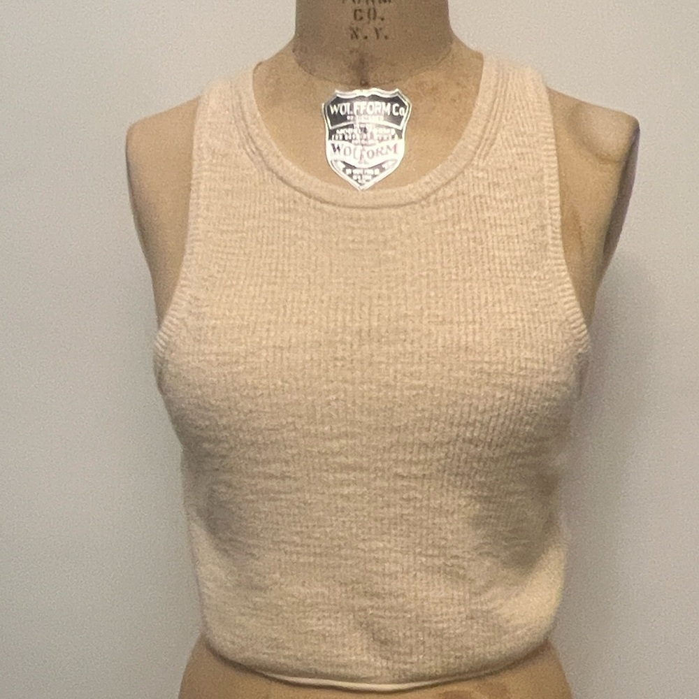 Madewell Cream Sleeveless Cropped Sweater Tank Top S - Picture 2 of 6